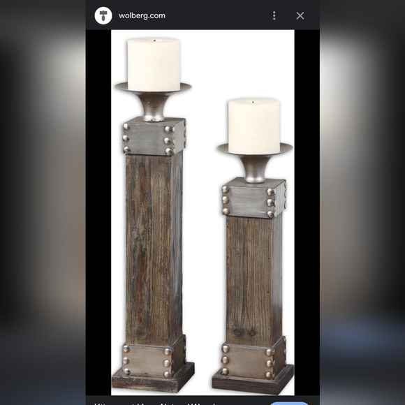 Uttermost Lican Natural Wood Candleholders, Set/2 - Picture 1 of 4